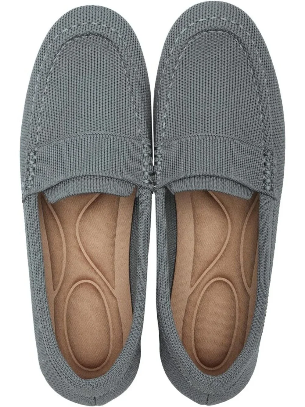 🆕Women's Dark Grey Lightweight Knitted Loafers Casual Flat Shoes Comfortable